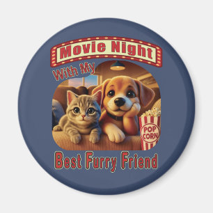 Filmkväll - Bästa Hårig-vän - Cute Cat & Hund Magnet