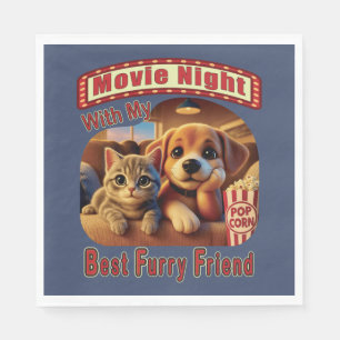 Filmkväll - Bästa Hårig-vän - Cute Cat & Hund Pappersservett