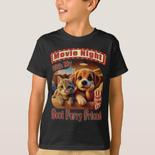 Filmkväll - Bästa Hårig-vän - Cute Cat & Hund T Shirt