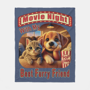 Filmkväll - Bästa lurviga vän - Söt katt & hund Fleecefilt