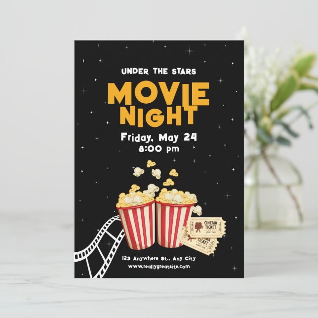 Filmkväll Flyer, Filmkväll Födelsedagsfest  Inbjudningar (Stående Fram)