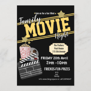 Filmkväll i familjen, party PTA-händelse PTO Inbjudningar