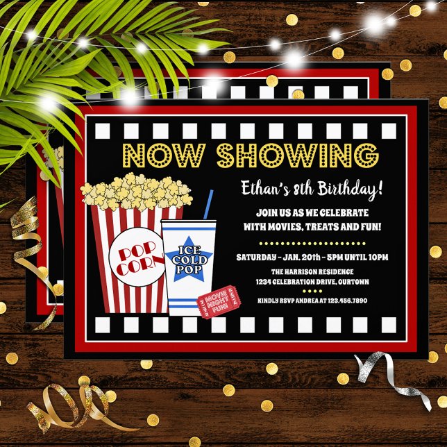 Filmkvälls Födelsedagsfest Inbjudan (Skapare uppladdad)