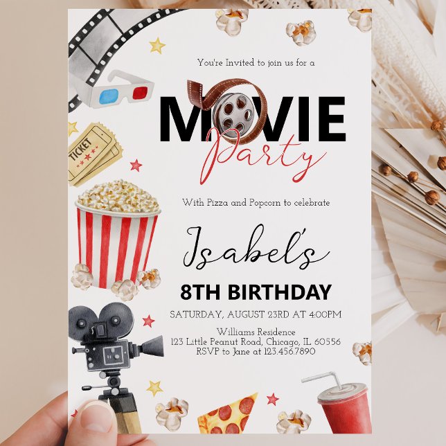 Filmkvälls Födelsedagsfest Inbjudningar (Skapare uppladdad)