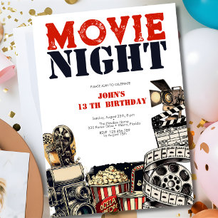 Filmkvällsfödelsedag Inbjudningar