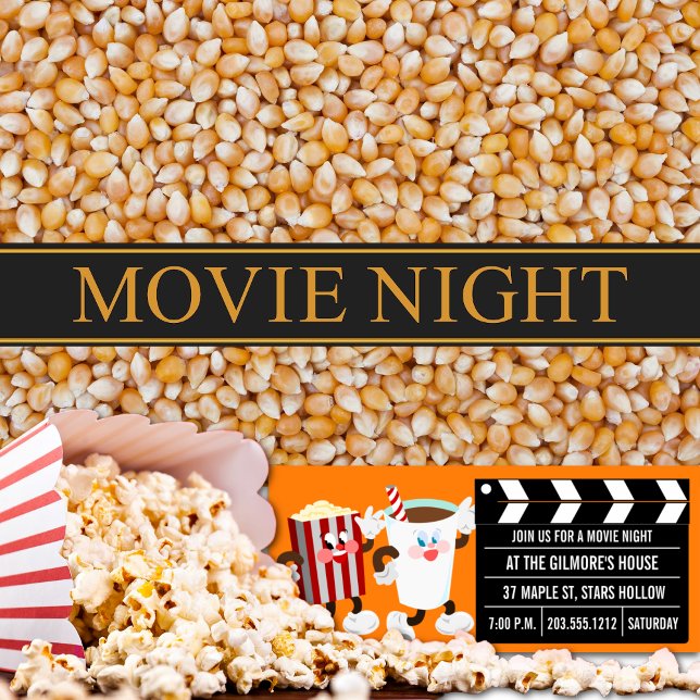 Filmkvällsinbjudningar (Orange) Inbjudningar (Skapare uppladdad)