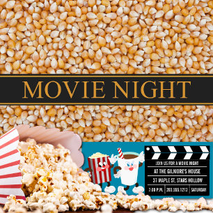Filmkvällsinbjudningar (Teal) Inbjudningar