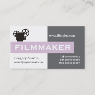 Filmmaker-grått, vit, lila visitkort
