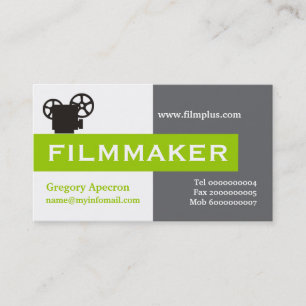 Filmmaker-grått, vit, limgrön öga-fångst visitkort