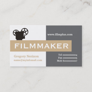 Filmmaker-grått, vit, öga-infångande visitkort