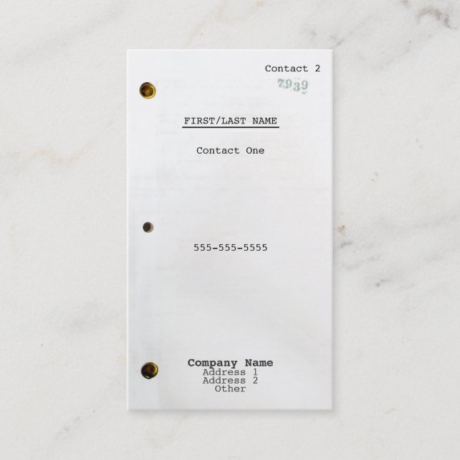 Filmmanus Visitkort (Framsida)