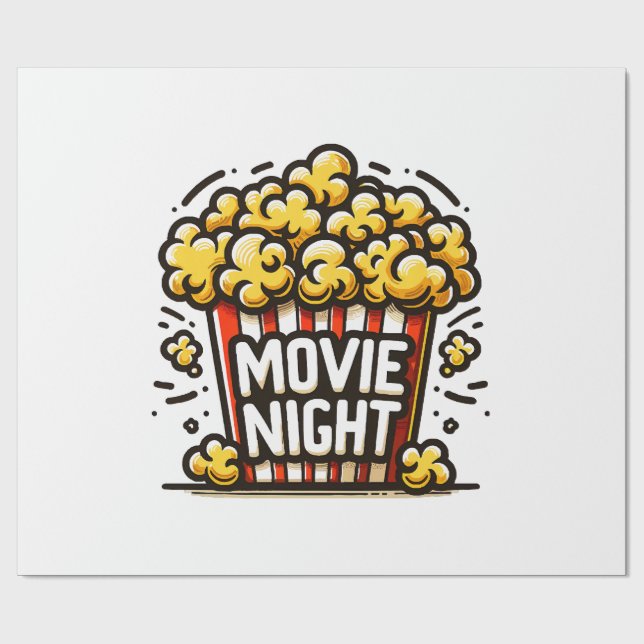 Filmnatt Förtjusande Popcorn Presentpapper (Platt)