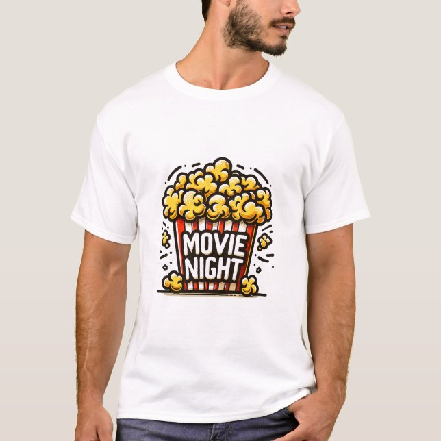 Filmnatt Förtjusande Popcorn T Shirt (Framsida)