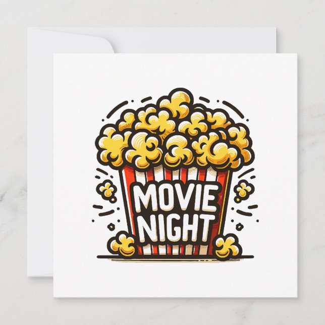 Filmnatt Glädje Lekfull Popcorn Inbjudningar (Framsida)