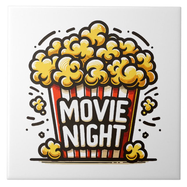 Filmnatt Glädje Lekfull Popcorn Kakelplatta (Framsidan)