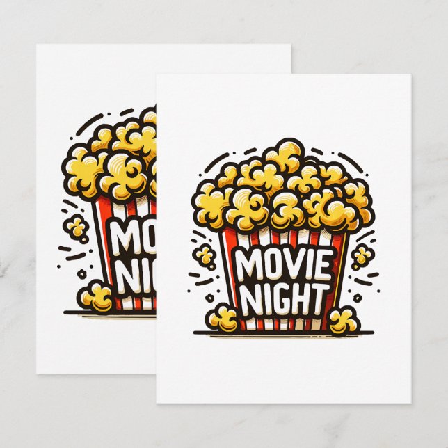 Filmnatt Glädje Lekfull Popcorn Tilläggskort (Fram/baksida)