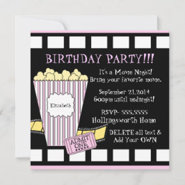 FilmnattPopcorn filmar remsapartyet i rosor Inbjudningar