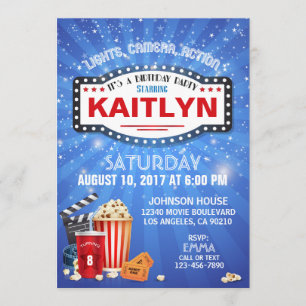 Filmnattsömn över födelsedagsfesten inbjudningar