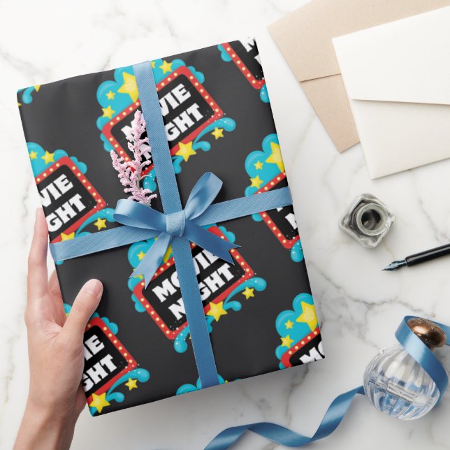 Filmnattsskylt, mönster-omslag papper presentpapper (Gifting)
