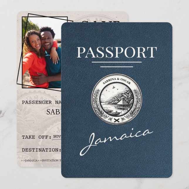 Filmpass för marint blått Jamaica Spara datum Datumet (Fram/baksida)