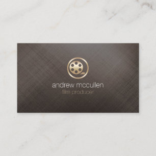 Filmproducent Film Reel Icon Brushed Guld Metall Visitkort