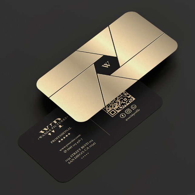 Filmproducent i Black Faux Guld Visitkort (Cinematographer Elegant Black Gold Film Producer Business Card
)