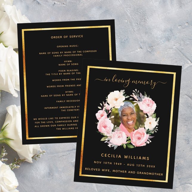 Filmprogram för fotorosa i Black guld blommigt -   (Skapare uppladdad)