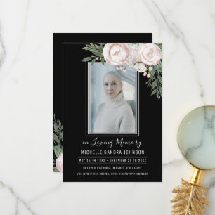 Filmprogram för svart foto med Blommigt Tack Kort