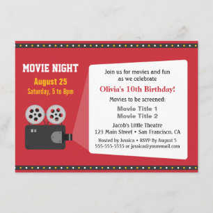Filmprojektor Filmkväll Födelsedagsfest Inbjudningar