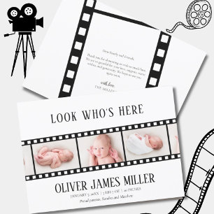 Filmremsa Fotokollage Födelseannons Spara Datumet