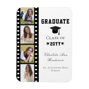 Filmremsa fyra fotokollage Studenten   Vit Magnet