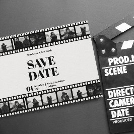 Filmremsa Rolig fotokollage Spara datum Inbjudningar