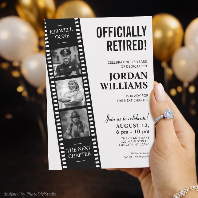 Filmremseninladan, Hollywood Anpassad Pension Inbjudningar (Film Strip Invite, Hollywood Custom Retirement Invitation)