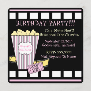 Filmremsremsor Rosa Girls Party Inbjudningar