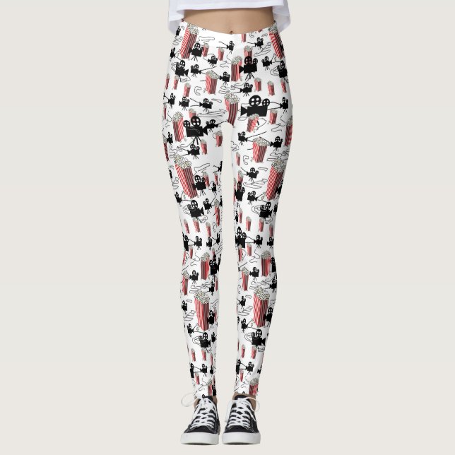 Filmrullar och popcorn-legginings leggings (Framsida)