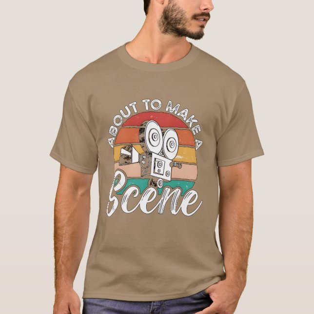 Filmskapa Abouto make a Retro Cinema Filmmaker re T Shirt (Framsida)