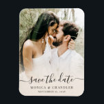 Filmskript med minimalistisk kalligrafi - fotospar magnet<br><div class="desc">Modern,  minimalistisk skriptfoto Spara datum Bröllop-magnet</div>