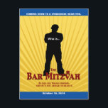 Filmstjärna Bar Mitzvah Spara Datum Gul Blå Meddelande Vykort<br><div class="desc">Varje stor Bar Mitzvah börjar med en liten förväntan. Skapa lite av din egen med detta "spara datum"-kort och se till att dina vänner och familj är på premiären. Dessa "spara datum"-inbjudningar kommer att bidra till att göra hans Bar Mitzvah till en oförglömlig händelse. Det är ett spektakel som måste...</div>