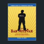 Filmstjärna Bar Mitzvah Spara Datum Gul Blå Meddelande Vykort<br><div class="desc">Varje stor Bar Mitzvah börjar med en liten förväntan. Skapa lite av din egen med detta "spara datum"-kort och se till att dina vänner och familj är på premiären. Dessa "spara datum"-inbjudningar kommer att bidra till att göra hans Bar Mitzvah till en oförglömlig händelse. Det är ett spektakel som måste...</div>