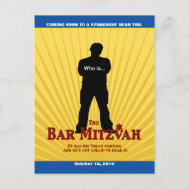 Filmstjärna Bar Mitzvah Spara Datum Gul Blå Meddelande Vykort