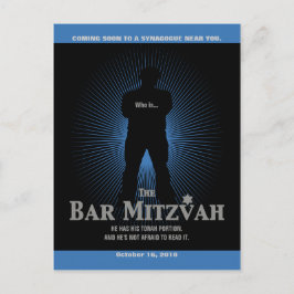 Filmstjärna Bar Mitzvah Spara datum Svart Marinblå Meddelande Vykort