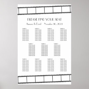 Filmstjärnor Filmremsa Bröllops Sittplatskarta Poster