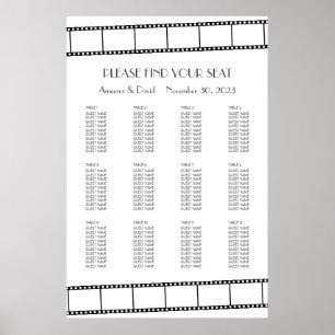 Filmstjärnor Filmremsa Bröllops Sittplatsschema Poster