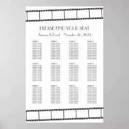 Filmstjärnors filmremsa bröllops sittplatskarta poster