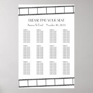 Filmstjärnors filmremsa bröllops sittplatskarta poster