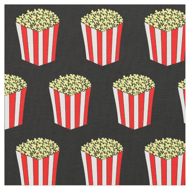Filmteater Popcorn Box Retro Black Mönster Tyg (Närbild)