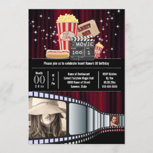 Filmtema 2 fotoremsfilm popcorn party inbjudningar