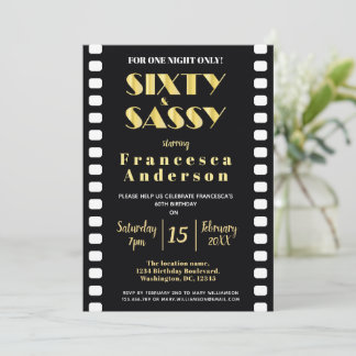 Filmtema för Sixy & Sassy Chic Black Guld 1920-tal Inbjudningar