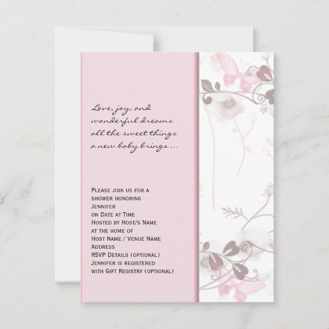 Filmvisning i Rosa Baby Shower-inbjudan Inbjudningar (Framsida)