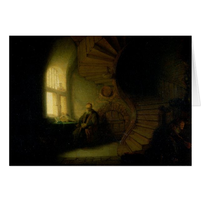 Filosof i meditationen, 1632 hälsningskort (Framsidan Horizontal)